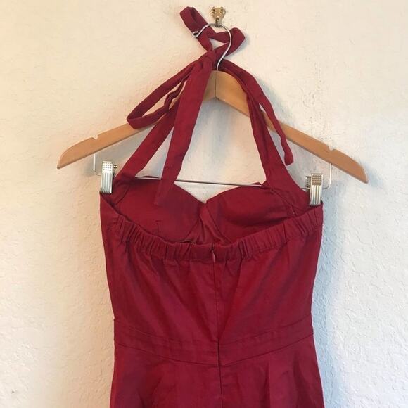Lindy Bop S red pin up halter dress fit & flare vintage style - Picture 6 of 8